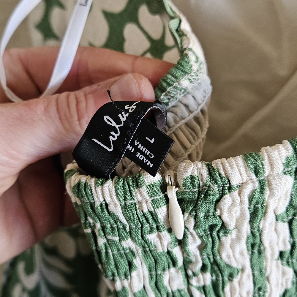Lulu's Strapless Green Patterned Dress - Picture 8 of 10